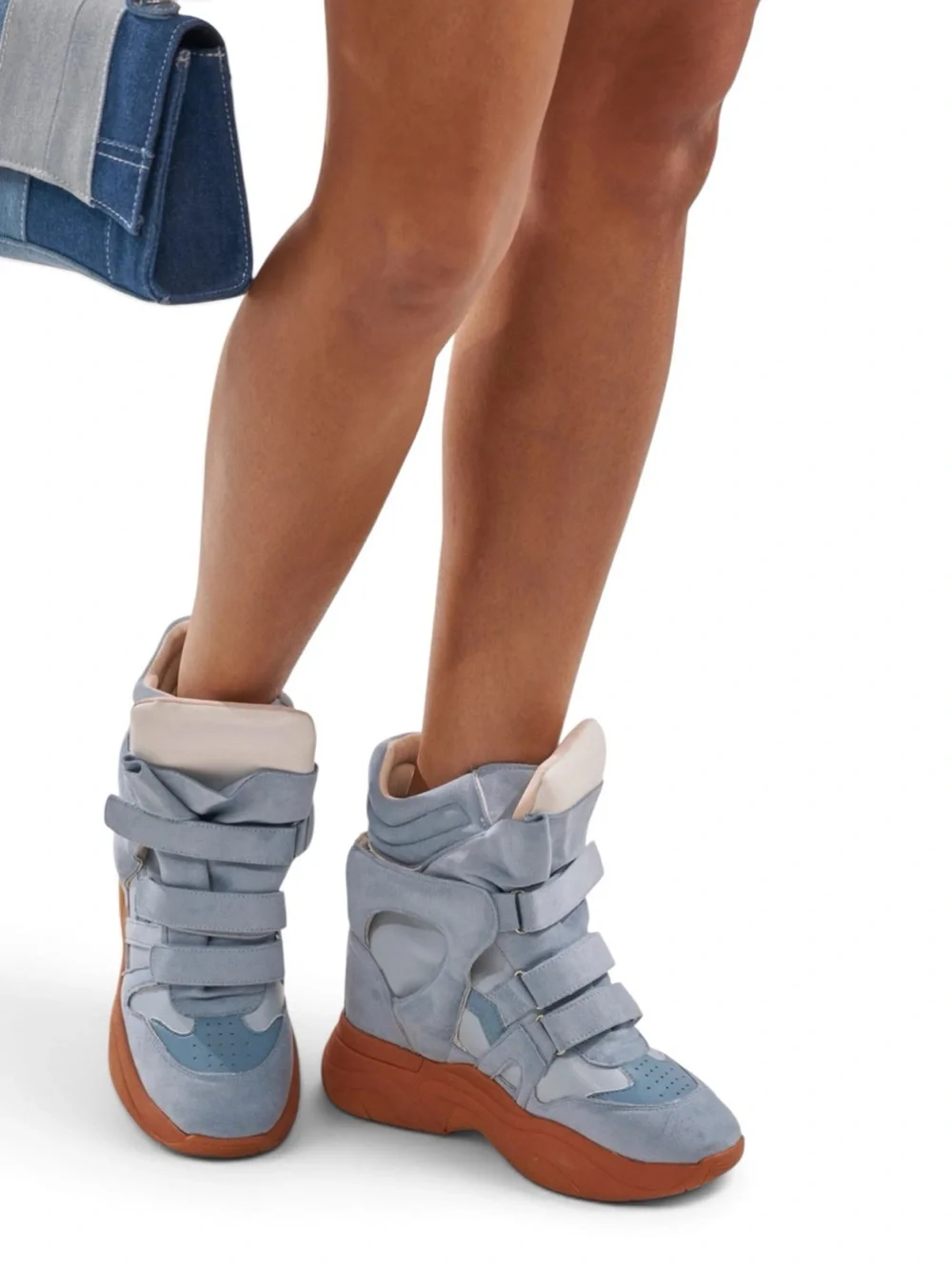 MARANTO BLUE WEDGE FAUX SUEDE SNEAKER